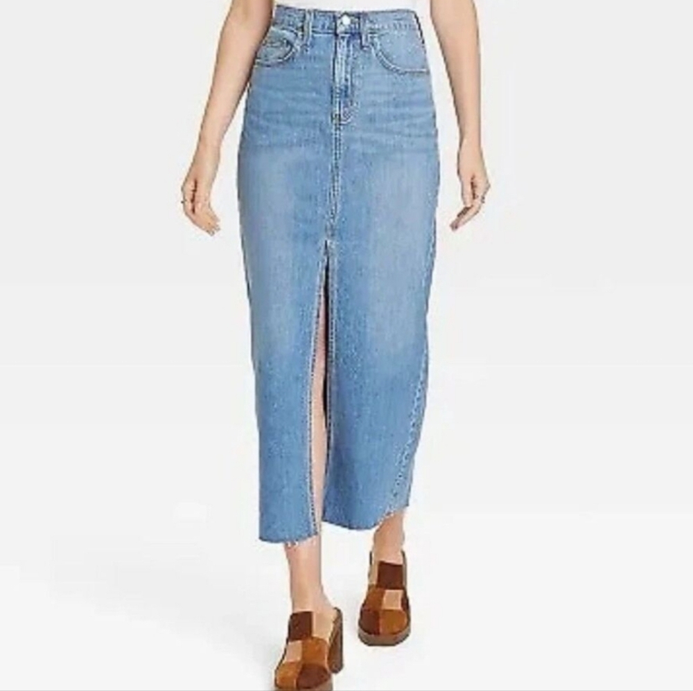 Women's High-Rise Denim Maxi Skirt - Universal Thread Medium Wash 28